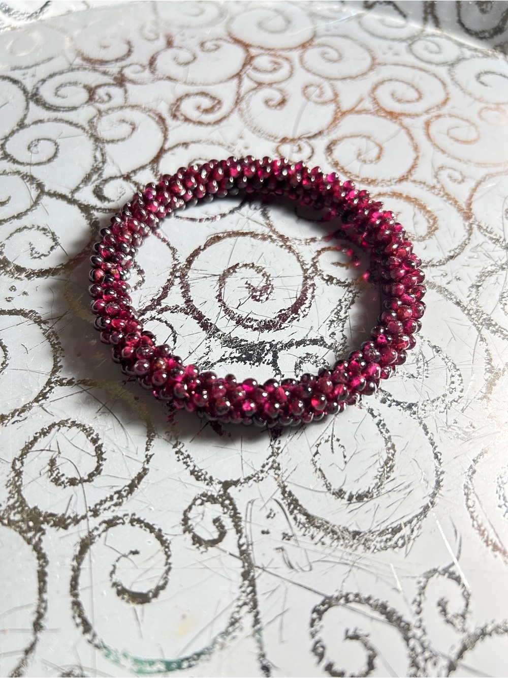 Genuine Garnet Bead Bracelet